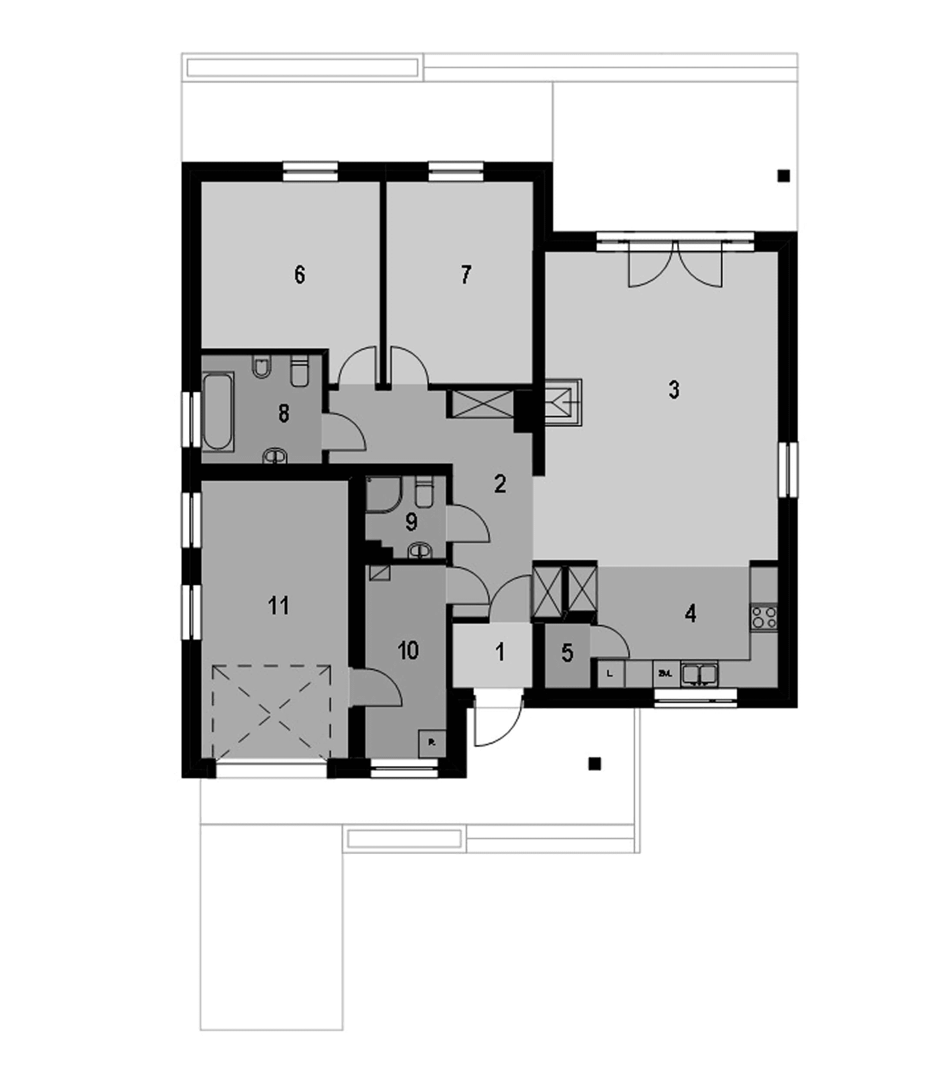 Rzut parteru w projekcie domu Eco 32