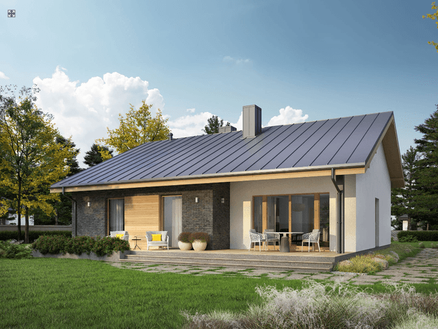 Widok na dom od strony ogrodu projekt domu Eco 32