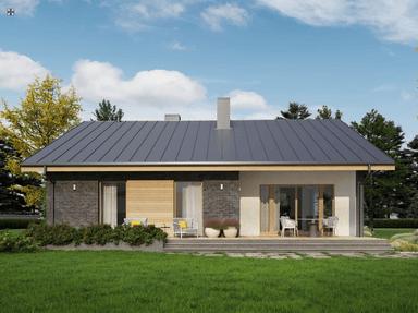 Wizualizacja w projekcie domu Eco 32- widok na tył budynku