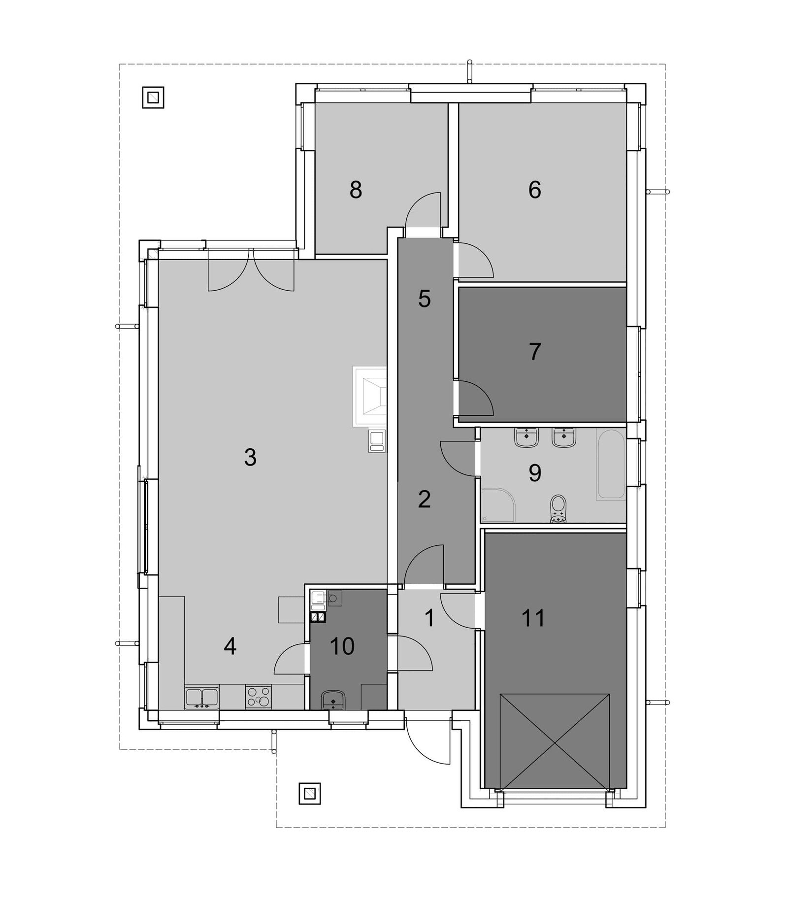Parter w projekcie domu Eco 33