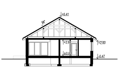 Przekrój w projekcie domu Eco 34