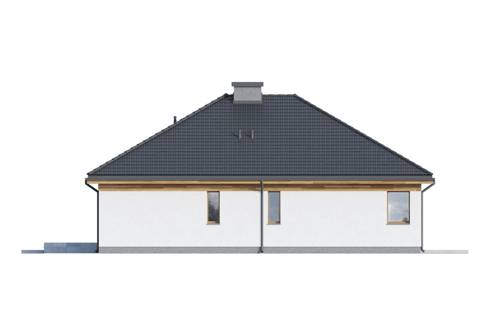 Elewacja boczna w projekcie domu parterowego eco 34