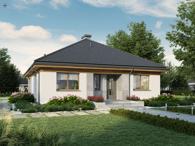 Projekt domu Eco 34 w wizualizacji frontowej