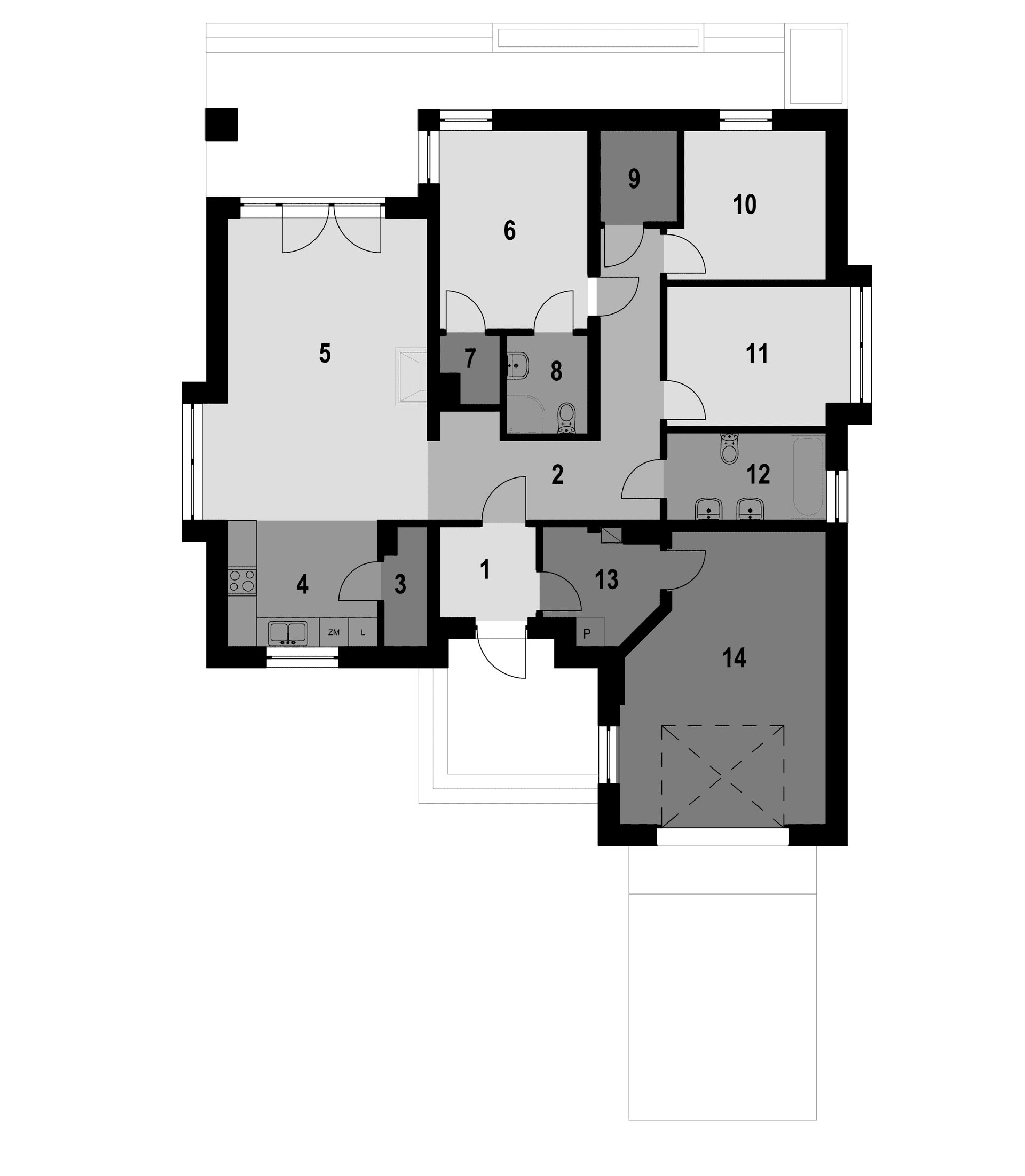 Rzut parteru w projekcie domu Eco 35
