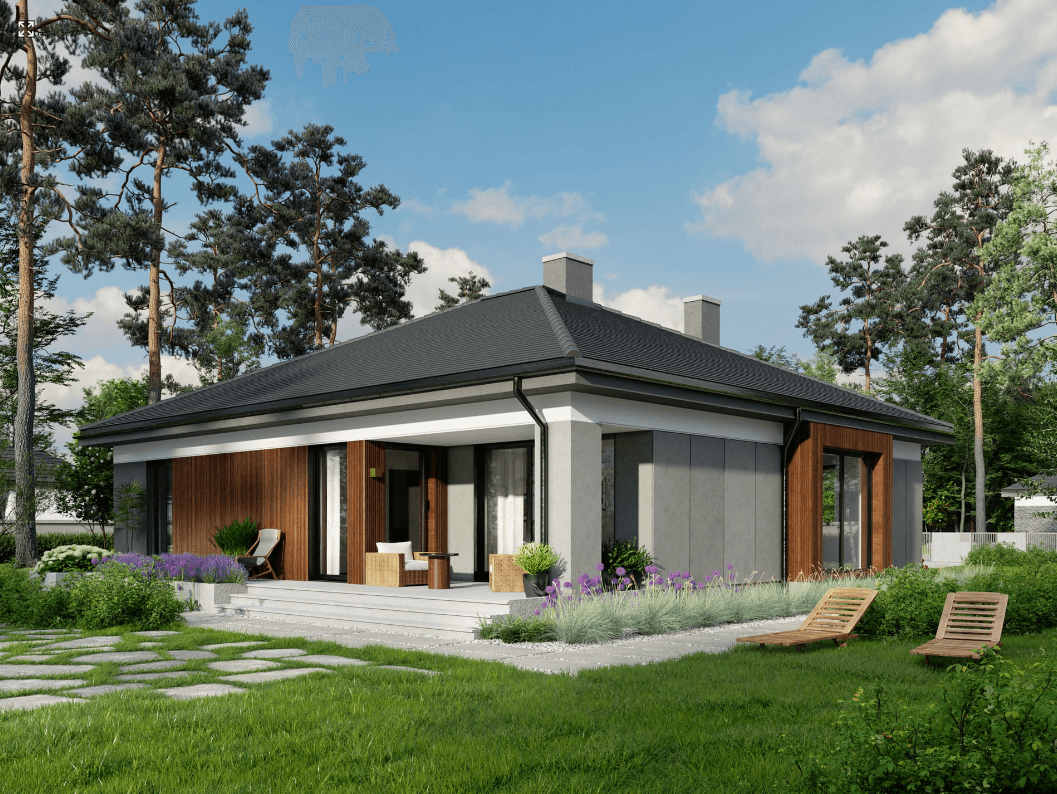 Wizualizacja w projekcie domu parterowym Eco 35