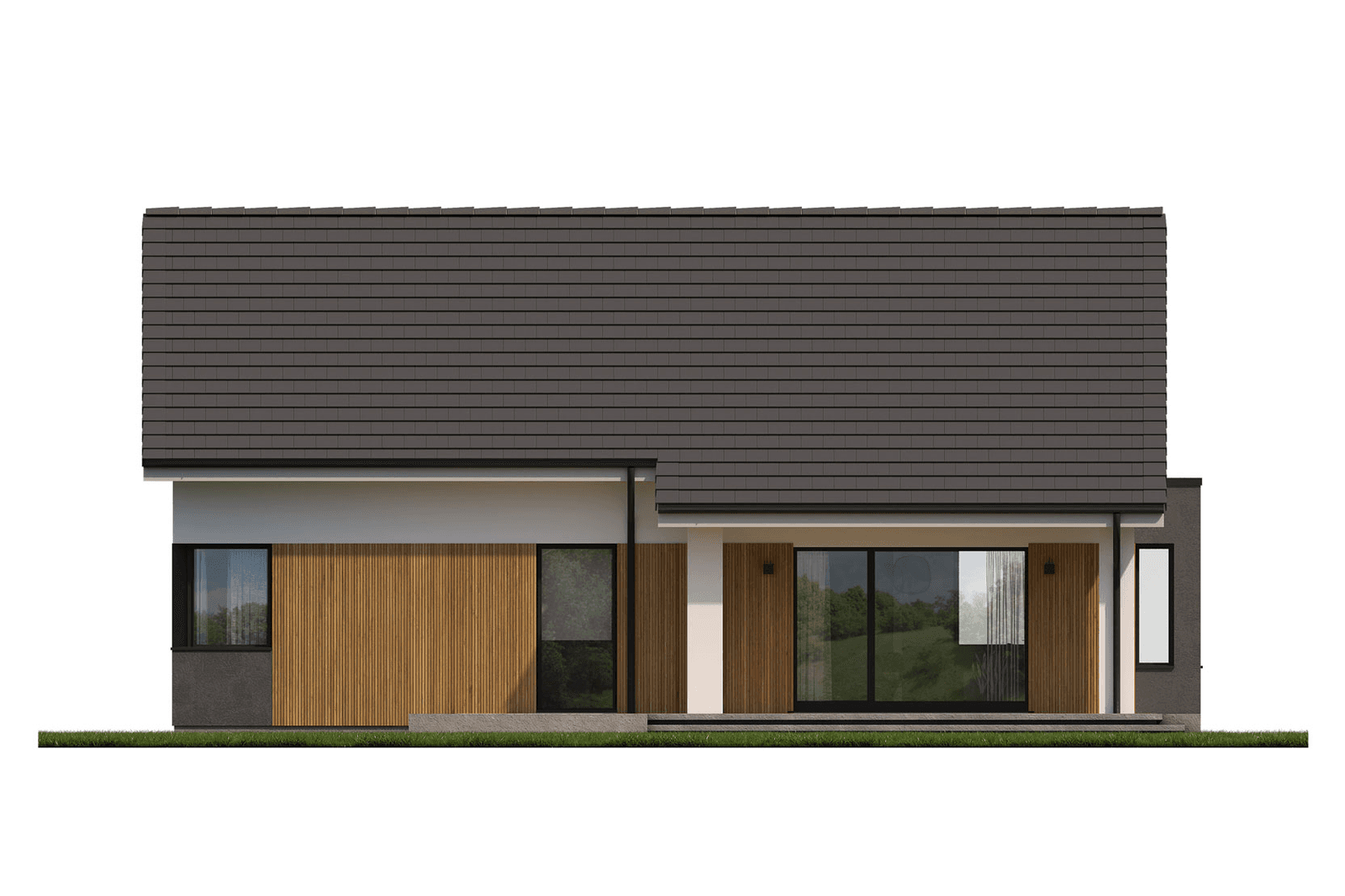 Elewacja ogrodowa w projekcie domu Eco 36