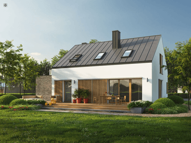 Wizualizacja projektu ogrodowa - prosty projekt domu Eco 38