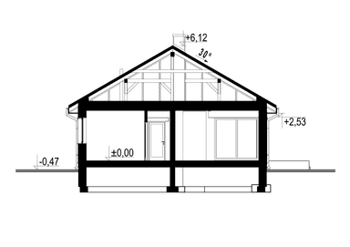Przekrój w projekcie domu Eco 39