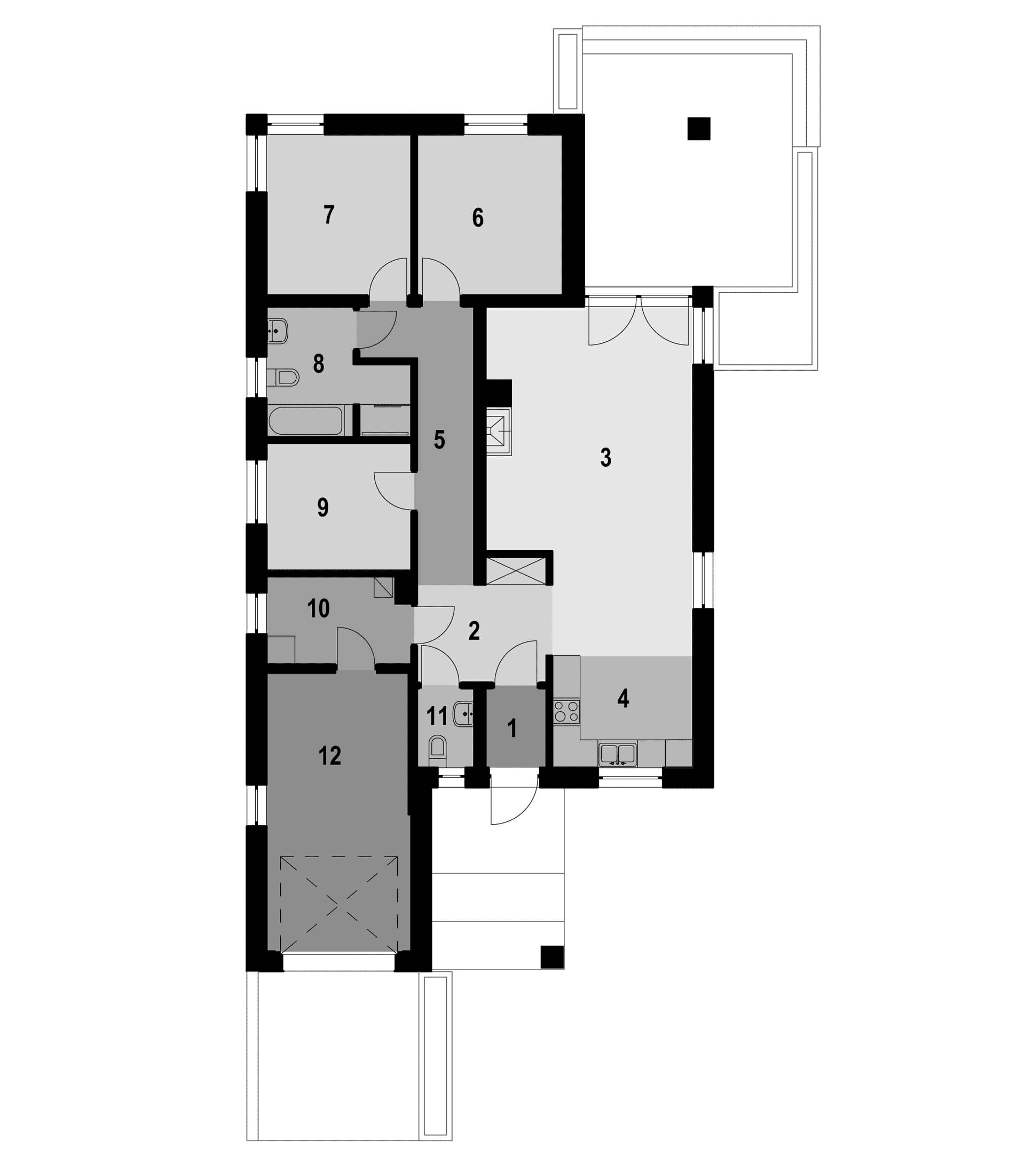 Rzut parteru w projekcie domu Eco 39