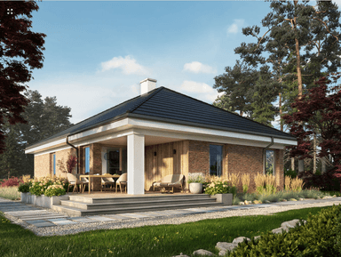 Piekny dom parterowy na wąska działkę Eco 39