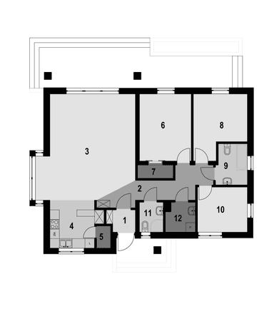 Rzut parteru w projekcie domu Eco 40