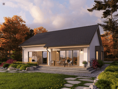 Projekt domu Eco40 z pięknym ogrodem i tarasem