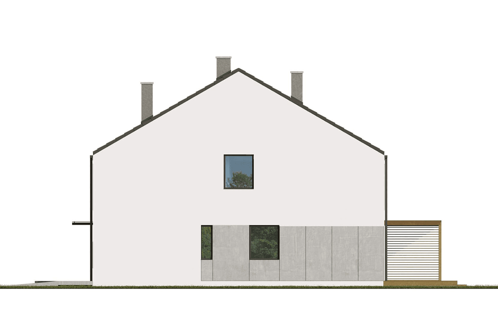 Elewacja boczna w projekcie gotowym bliźniaka Eco 44