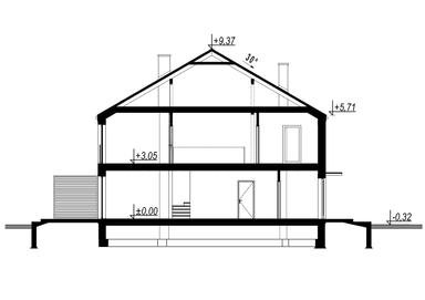 Przekrój w projekcie domu Eco 44