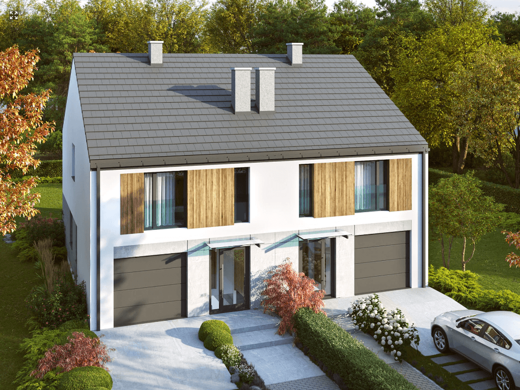 Wizualizacja projektu domu w zabudowie bliźniaczej Eco 44