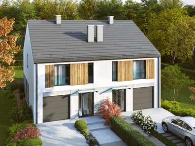 Wizualizacja projektu domu w zabudowie bliźniaczej Eco 44