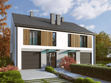 Wizualizacja elewacji frontowej w projekcie domu Eco 44