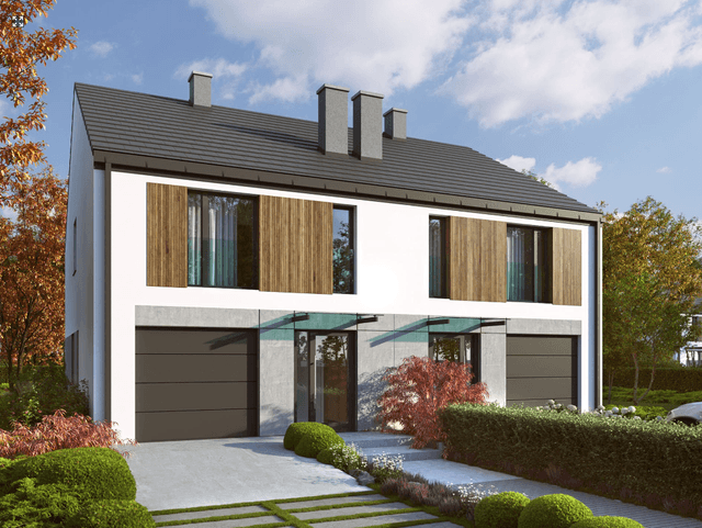 Wizualizacja elewacji frontowej w projekcie domu Eco 44