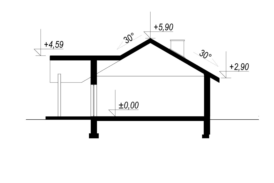Przekrój w projekcie domu projekt domu tani w budowie Eco 03