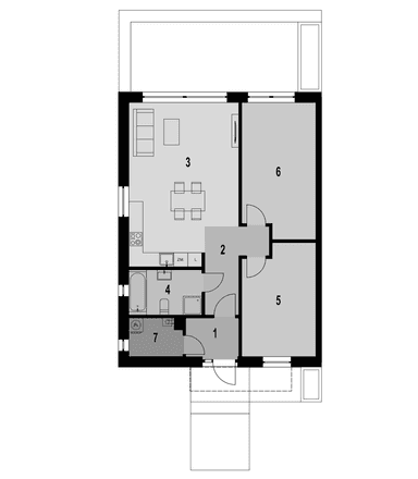 Rzut parteru w projekcie domu Eco 46
