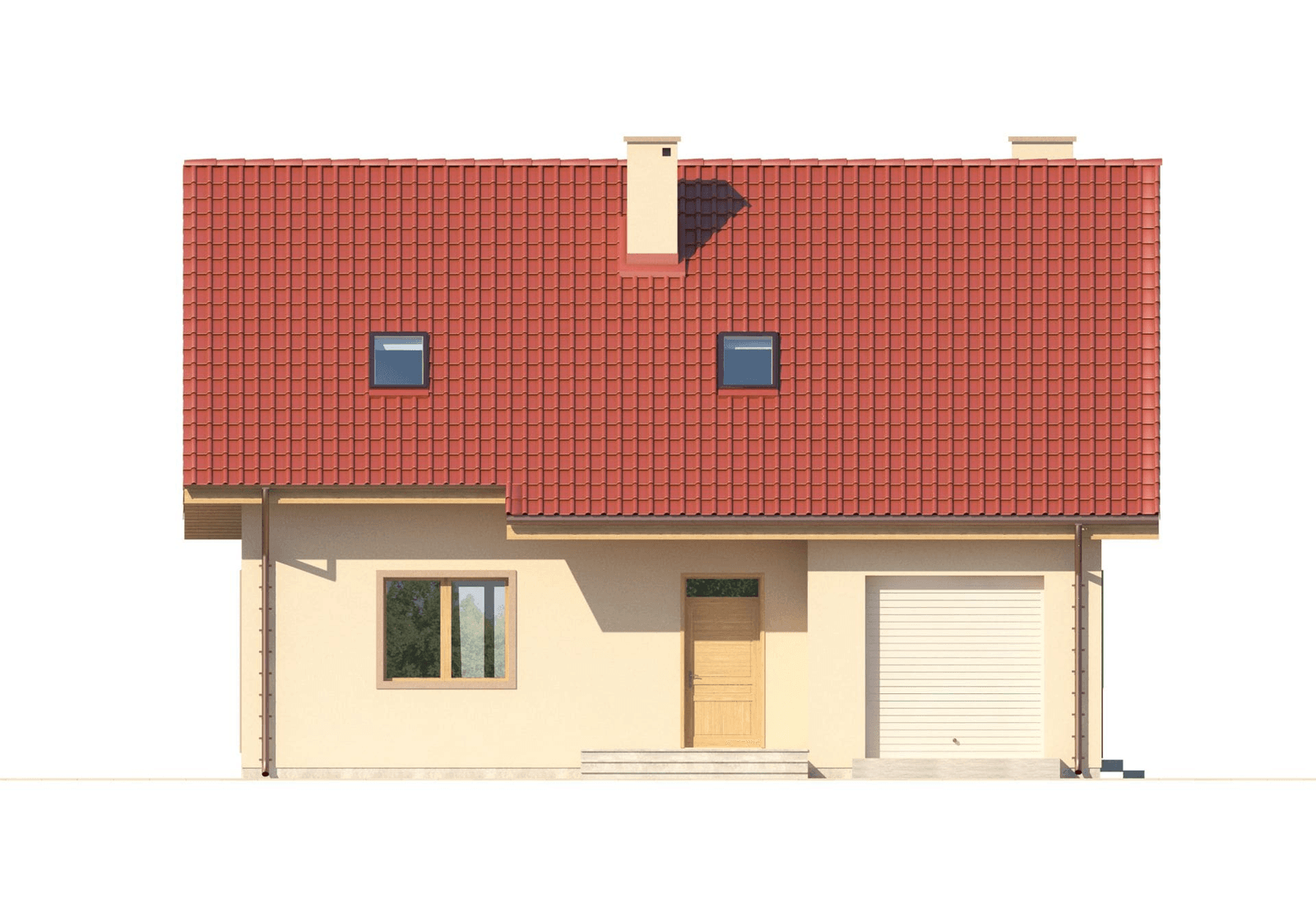 Elewacja frontowa projekt domu tani w budowie projekt Eco 01