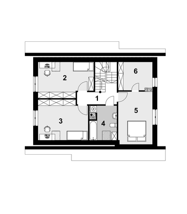 Rzut poddasza projekt domu Eco 01