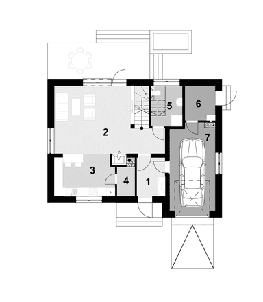 Rzut parteru projekt domu Eco 01