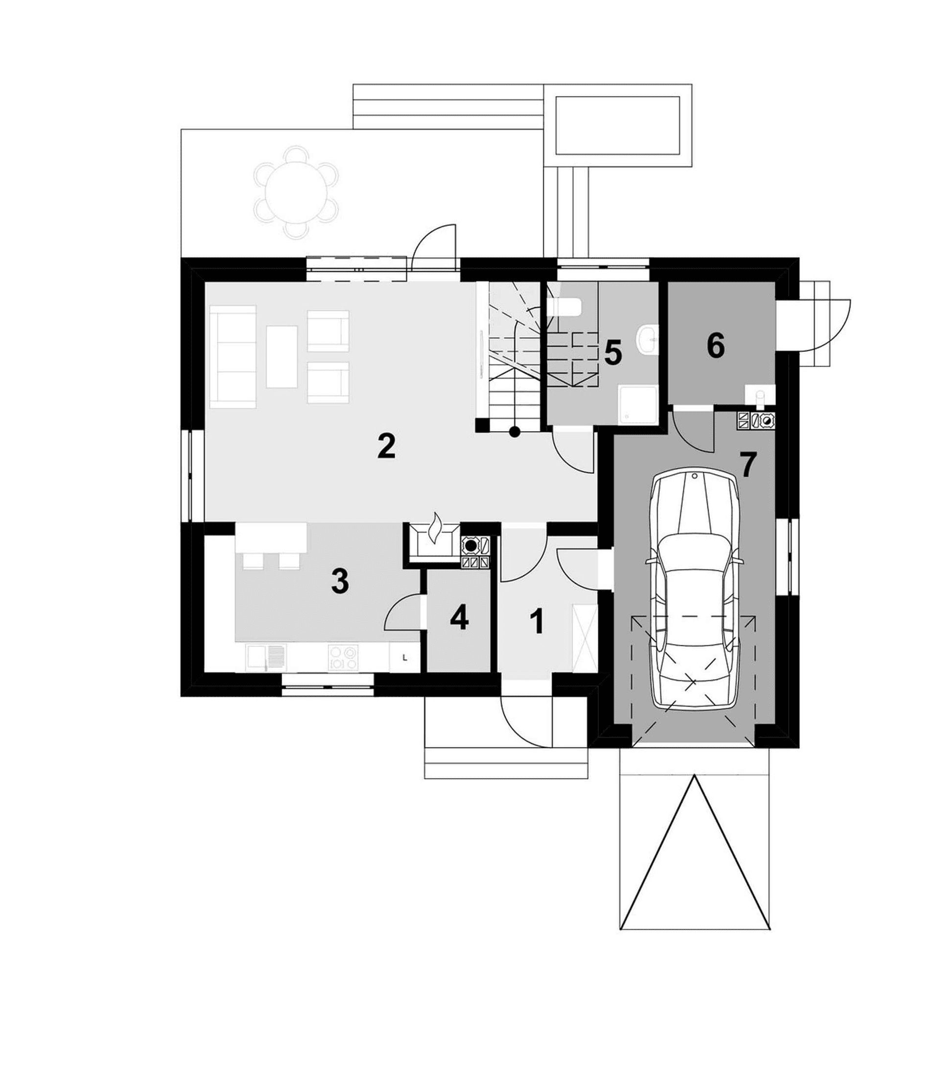 Rzut parteru projektu domu Eco 02