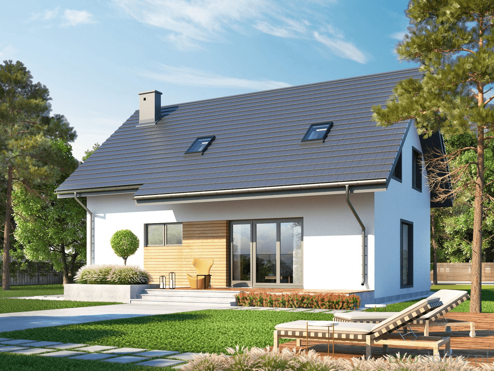 Wizualizacja projektu domu z poddaszem Eco 02