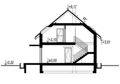 Przekrój w projektcie domu Eco 04