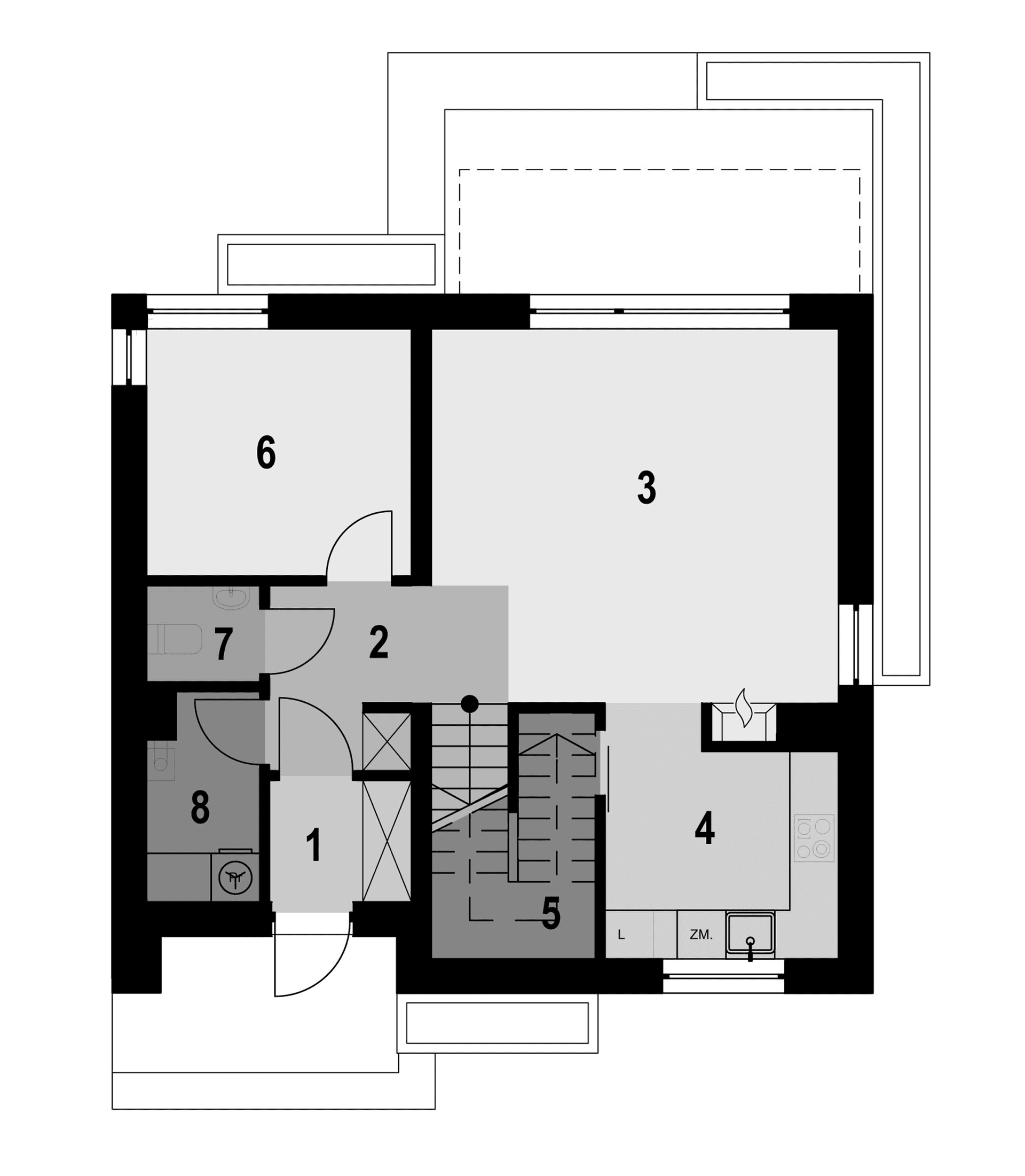 Rzut parteru projekt domu Eco 04