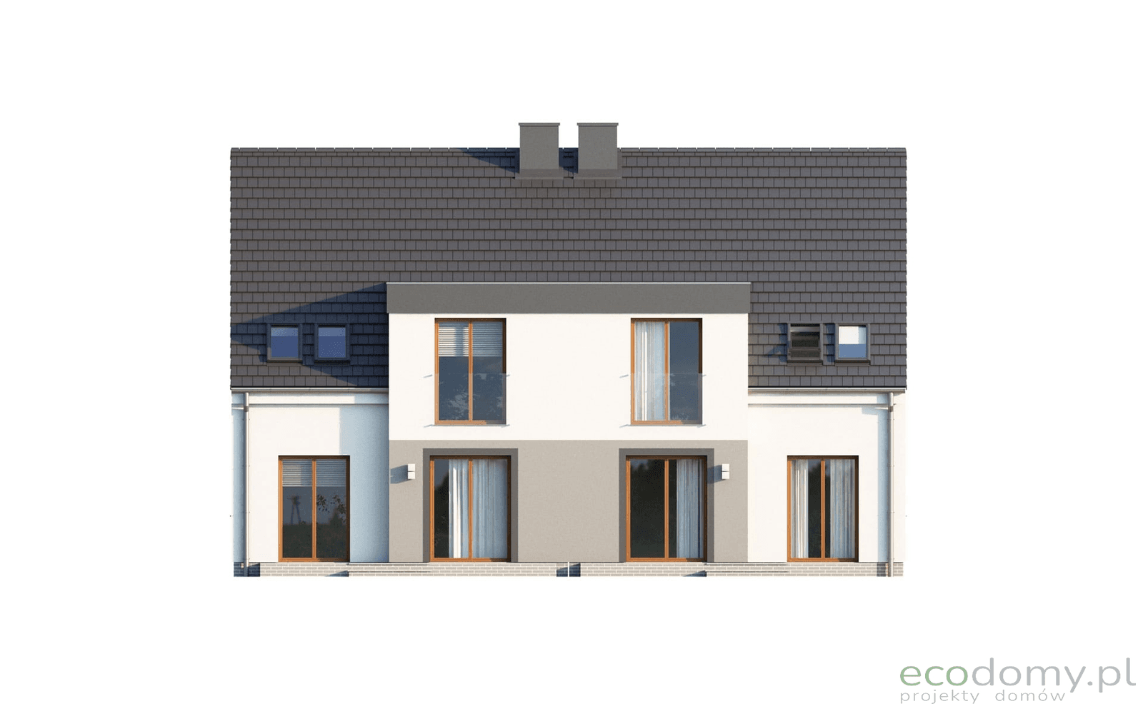 Elewacja ogrodowa domu dwulokalowego Eco 20