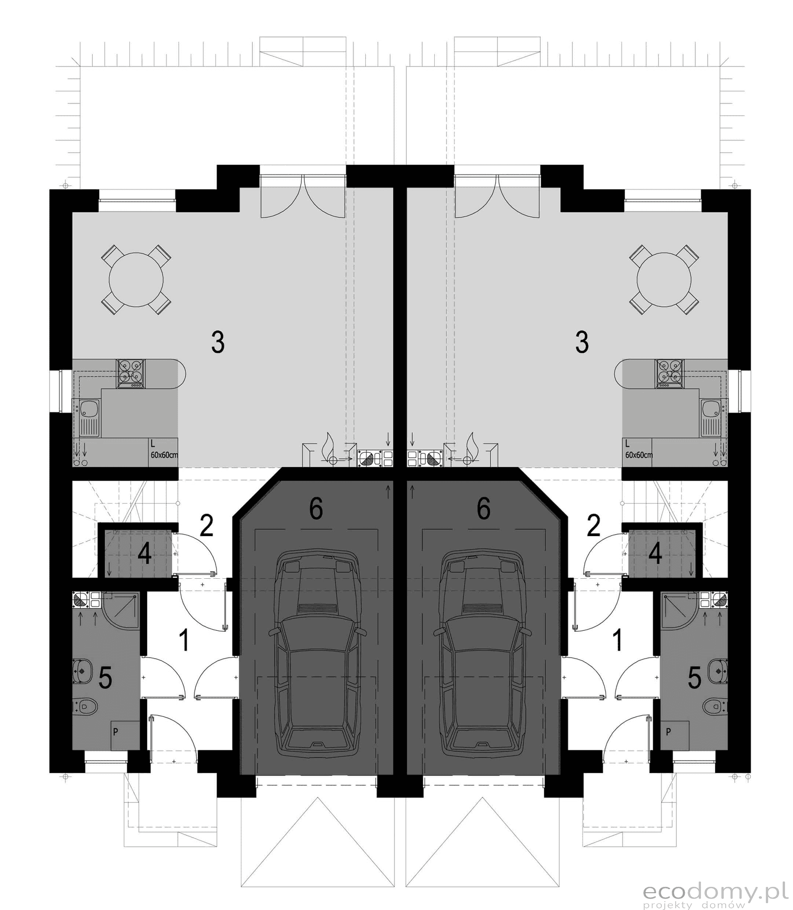 Rzut w projekcie domu dwulokalowy Eco 20
