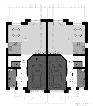 Rzut w projekcie domu dwulokalowy Eco 20