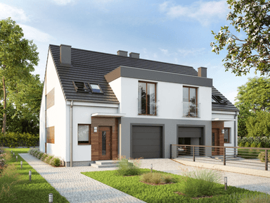 Wizualizcja domu jednorodzinnego bliźniaka i dwurodzinny dwulokalowy dom Eco 20