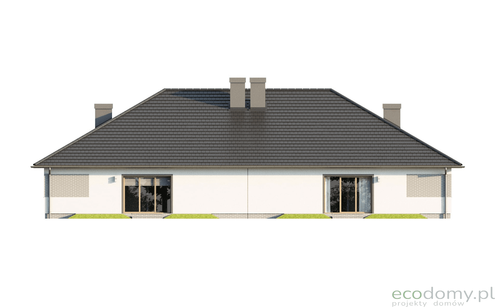 Elewacja ogrodowa projektu domu bliźniaczego parterowego eco 18