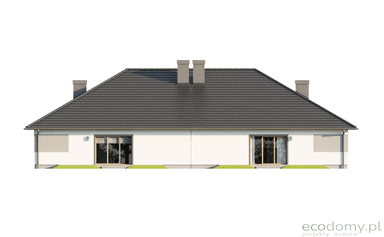 Elewacja ogrodowa projektu domu bliźniaczego parterowego eco 18