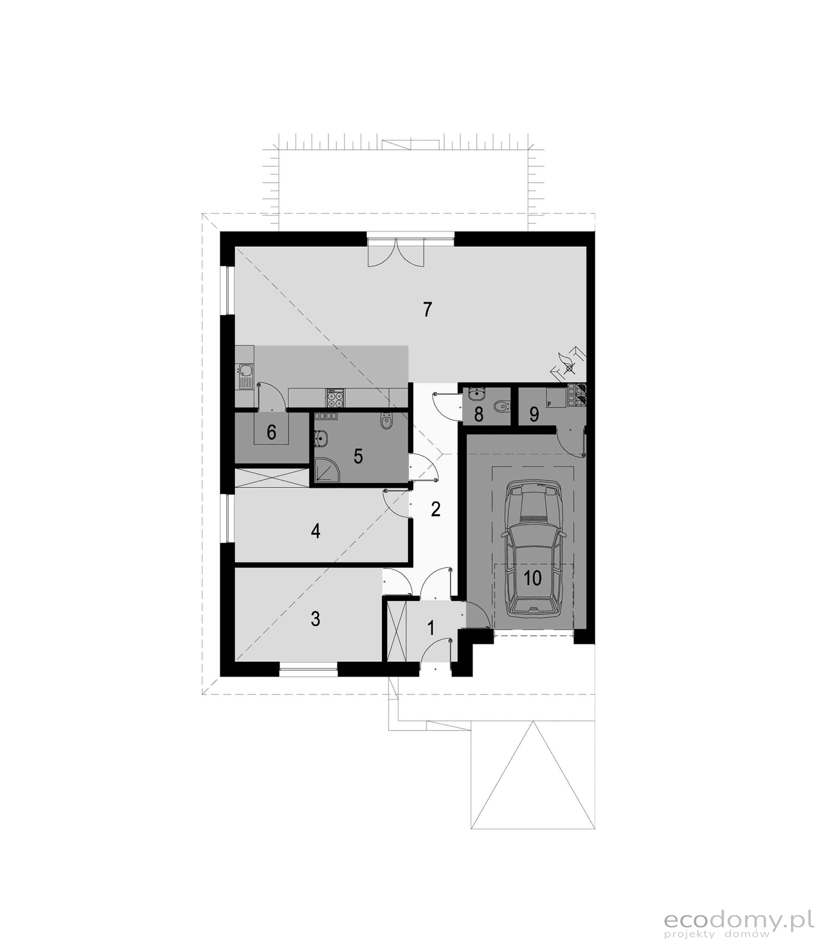 Rzut parteru w proejkcie domu Eco18