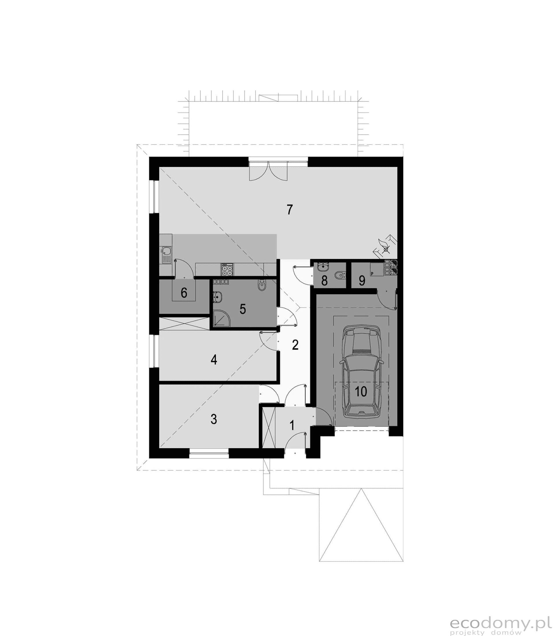 Rzut parteru w proejkcie domu Eco18