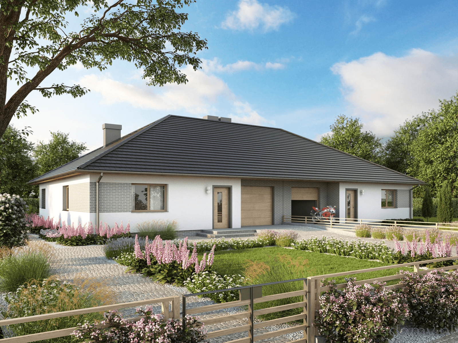 Widok na projekt domu w zabudowie bliźniaczej Eco18