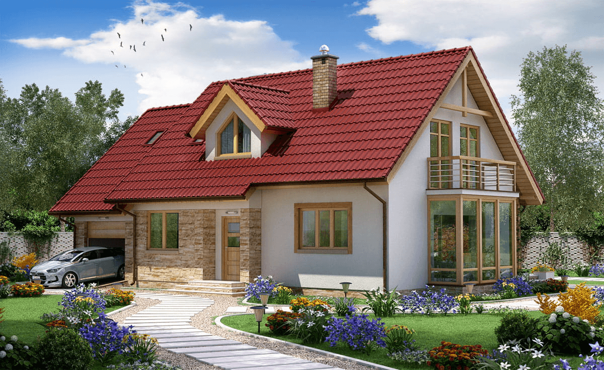 Wizualizacja domu jednorodzinnego BW-03 wariant 2