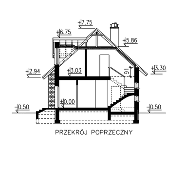 przekrój domu jednorodzinnego BW-03 wariant 1