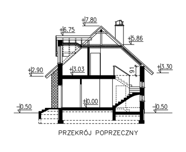 przekrój domu jednorodzinnego BW-03 wariant 5
