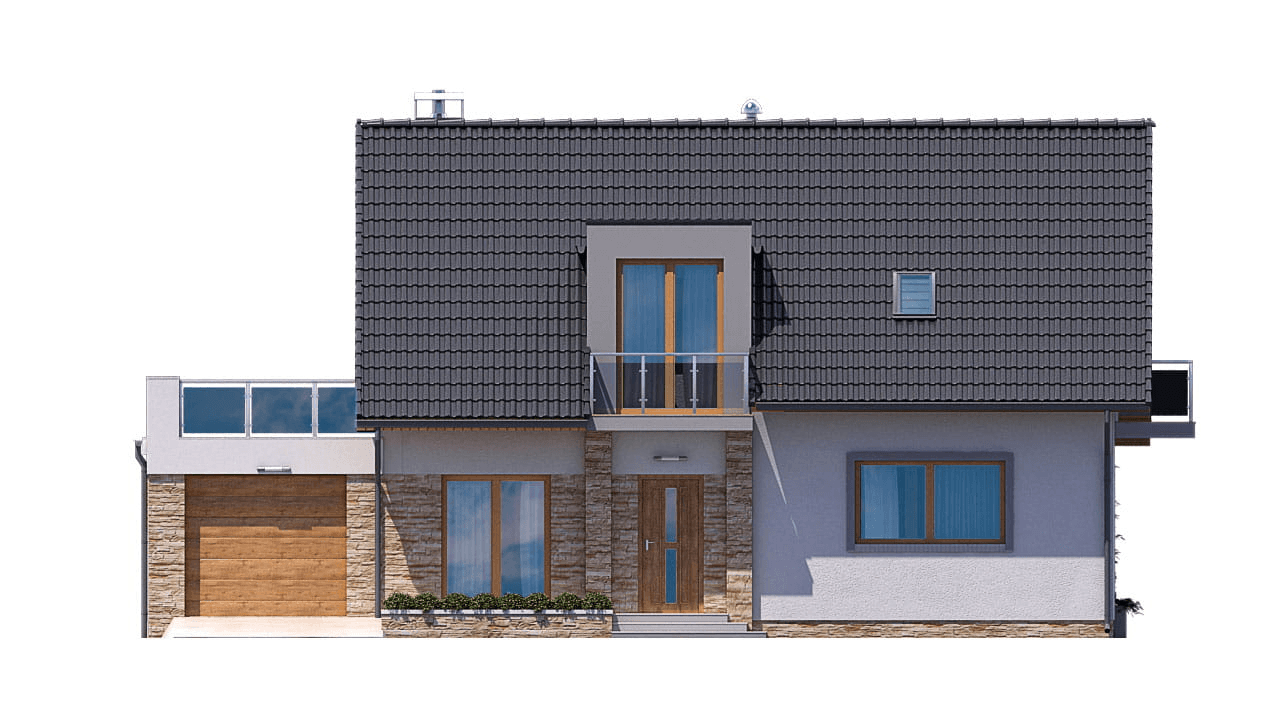 Elewacja frontowa domu jednorodzinnego BW-03 wariant 9
