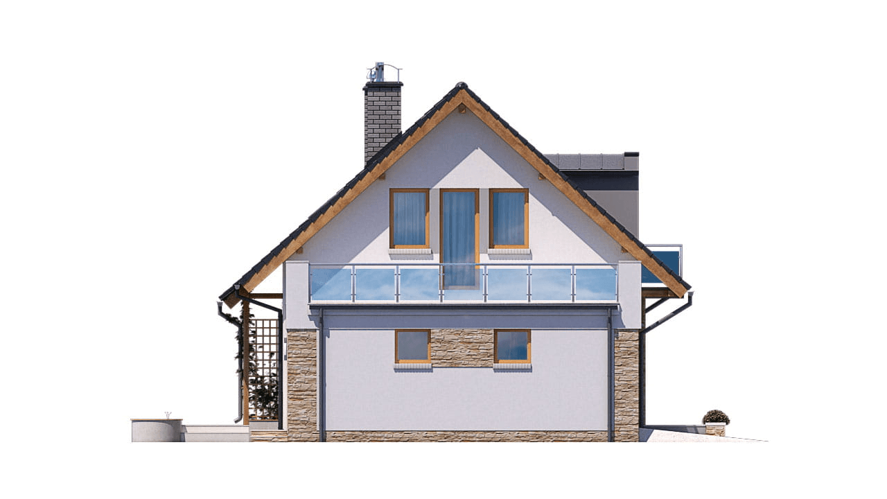 Elewacja prawa domu jednorodzinnego BW-03 wariant 9