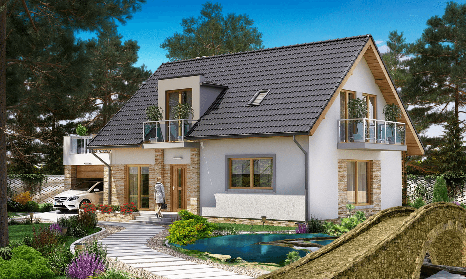 Wizualizacja domu jednorodzinnego BW-03 wariant 9