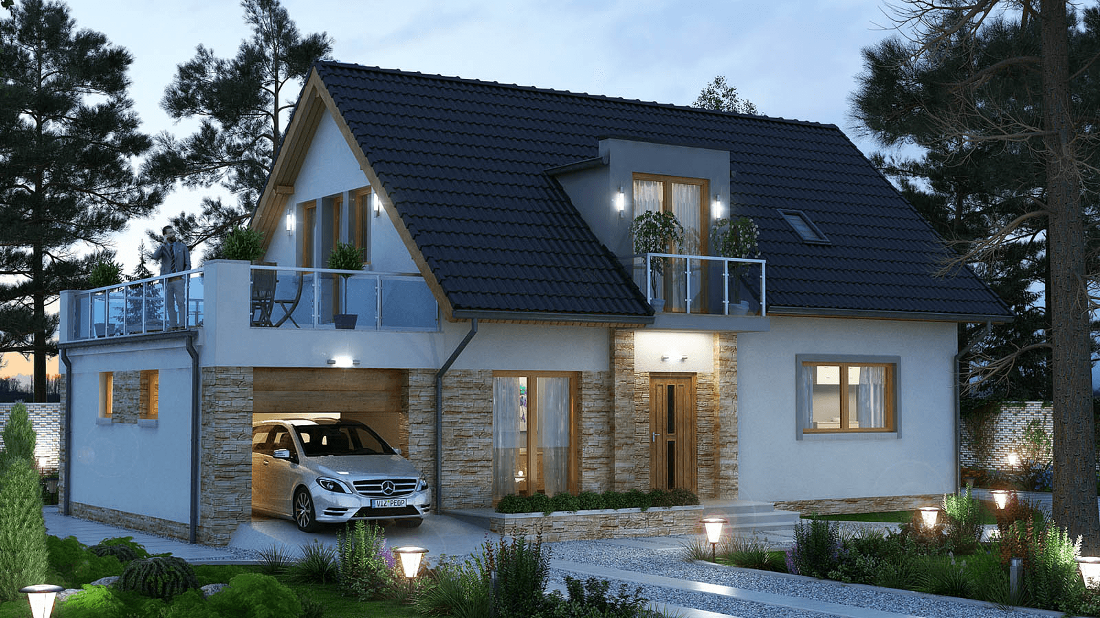 Wizualizacja domu jednorodzinnego BW-03 wariant 9