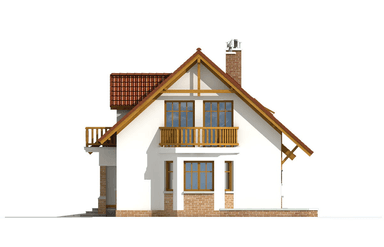 Elewacja lewa domu jednorodzinnego BW-03 z balkonem frontowym