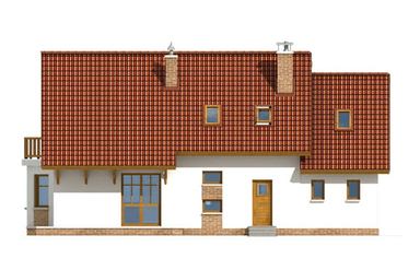 Elewacja tylna domu jednorodzinnego BW-03 z balkonem frontowym