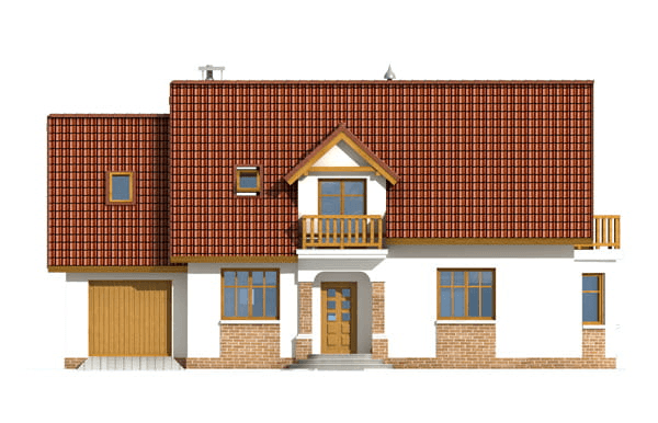 Elewacja frontowa domu jednorodzinnego BW-03 z balkonem frontowym